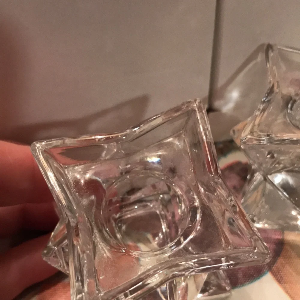 Cool Art Deco classy star shaped glass candlesticks can be used as paperweights